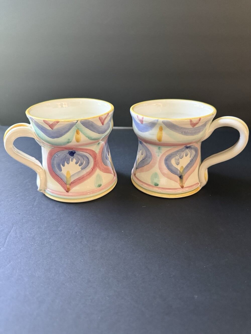 Vietri Colore Colorful Tea Cup Mug Yellow Rim Italy 1986 Vintage Italian Pottery